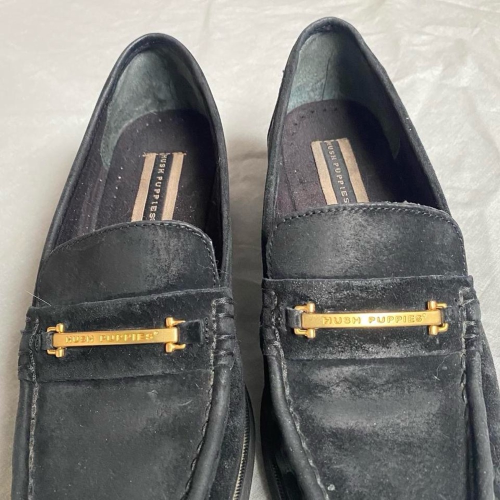 Black Suede Hush Puppies Loafers - Picture 8 of 8